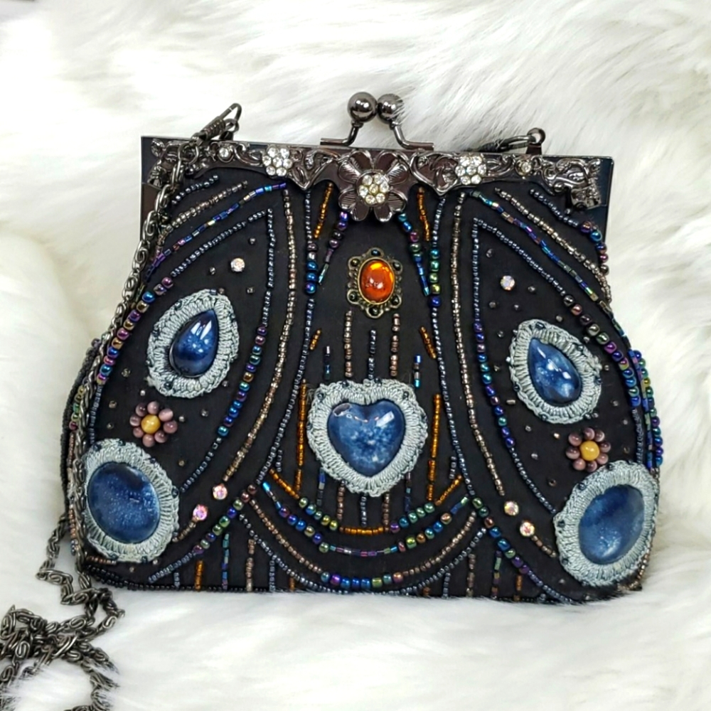 Vintage Stephanie Beaded Embroidered Crossbody Bag Luxury